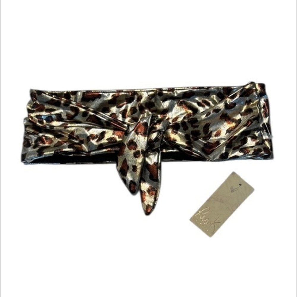 Ris-k Dippin' Daisy's swell wild cat bandeau bikini swim top size small NWT